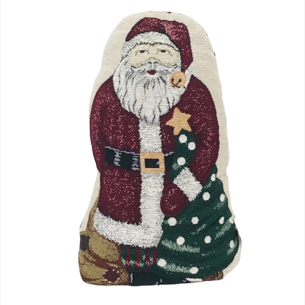 Riverdale Santa Weighted Decorative Pillow, Red, Green, Cream